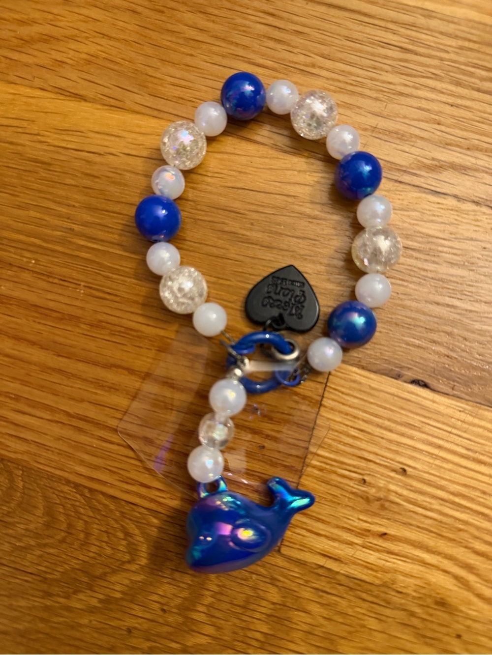 Mezzo Piano Kawaii Y2K Blue Iridescent Fish Charm Beaded Bracelet Japan